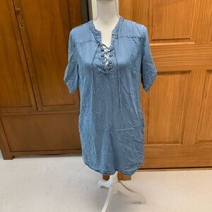 Philosophy denim shirt dress 💯 tencel soft chambray Med L-33in coastal chic